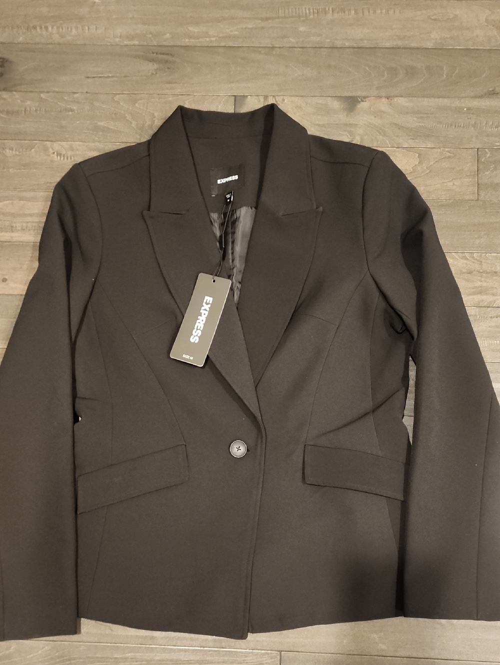 Express Womens Hour Glass Black Tailored Single-Button Blazer